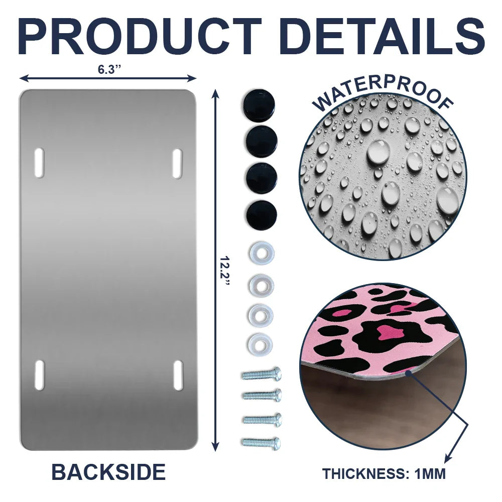 Plaque d'immatriculation personnalisée avec imprimé léopard monogramme 