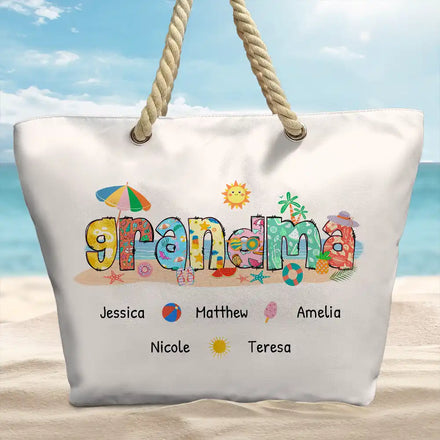 Maman Grand-mère Plage Ambiance Été - Sac de plage personnalisé 