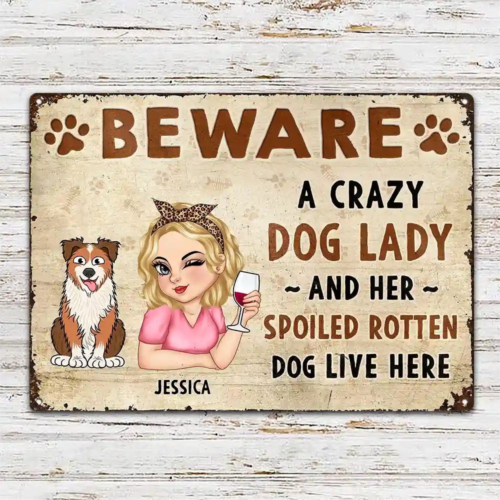 Attention aux chiens et aux chats fous ! – Panneaux métalliques classiques personnalisés 