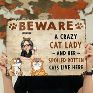 Attention aux chiens et aux chats fous ! – Panneaux métalliques classiques personnalisés 
