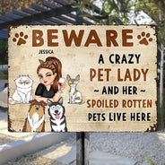 Attention aux chiens et aux chats fous ! – Panneaux métalliques classiques personnalisés 