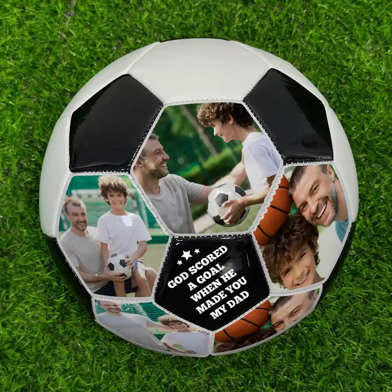 Photo personnalisée « J'ai marqué un but avec toi, papa » - Ballon de football personnalisé 