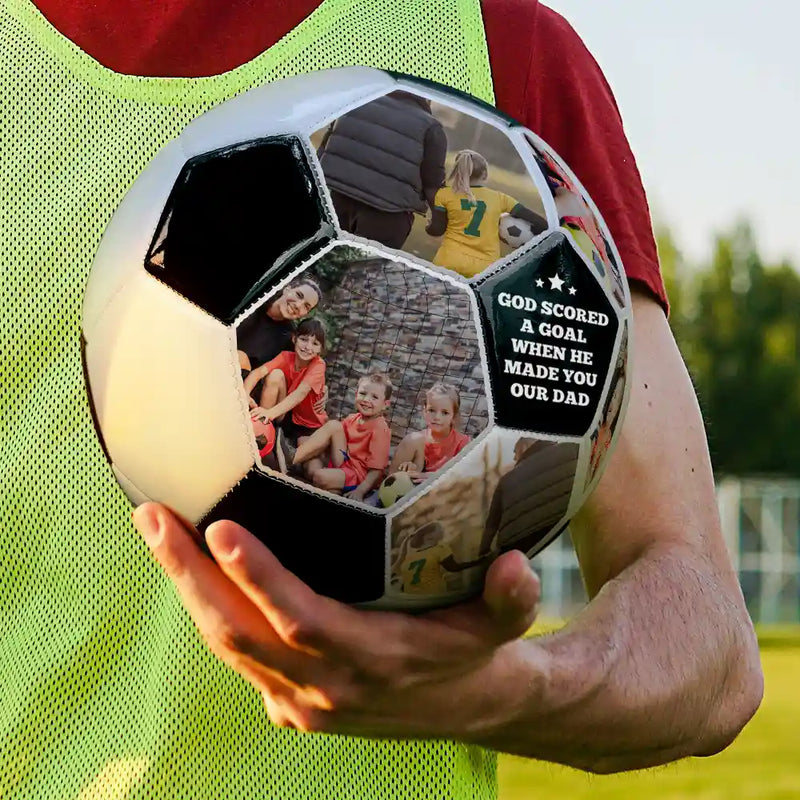 Photo personnalisée « J'ai marqué un but avec toi, papa » - Ballon de football personnalisé 