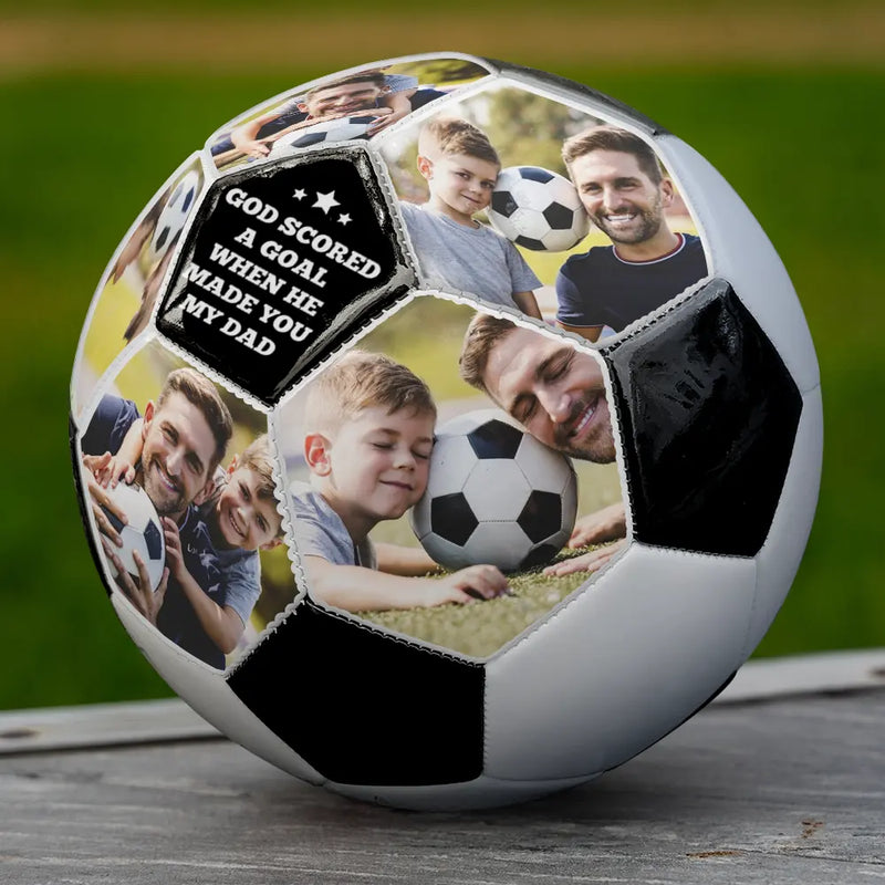 Photo personnalisée « J'ai marqué un but avec toi, papa » - Ballon de football personnalisé 