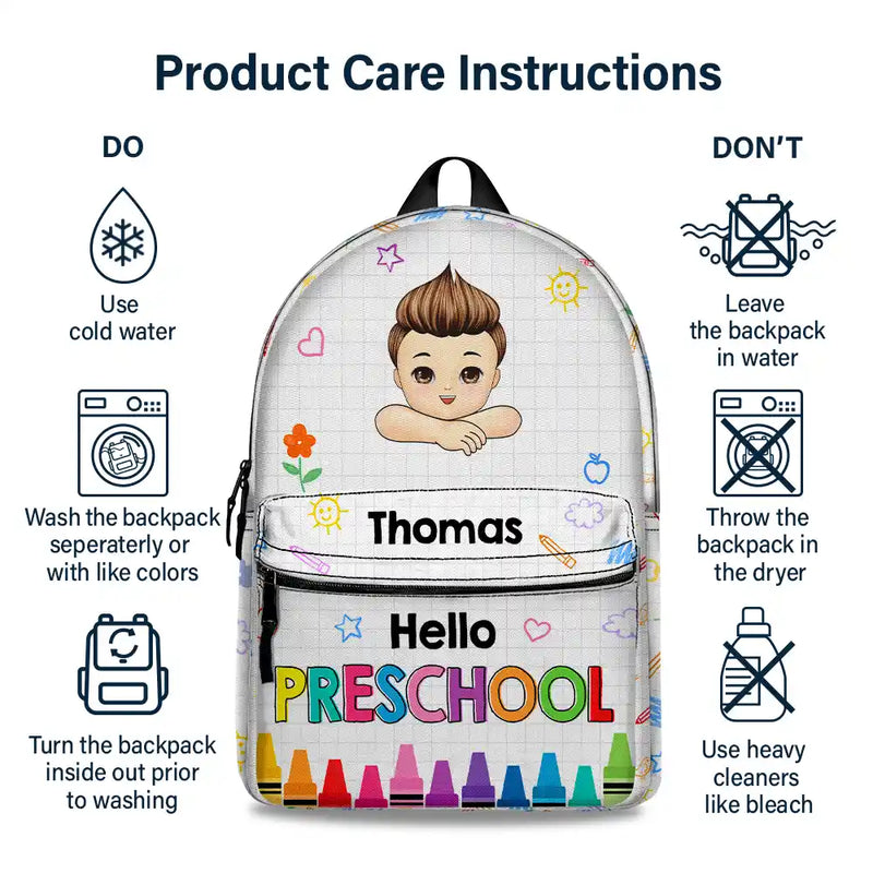Hello School - Personalized Canvas Backpack