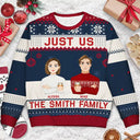 Just Us Family Flat Art - Personalized Unisex Ugly Sweater