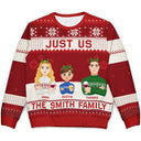 Just Us Family Flat Art - Personalized Unisex Ugly Sweater