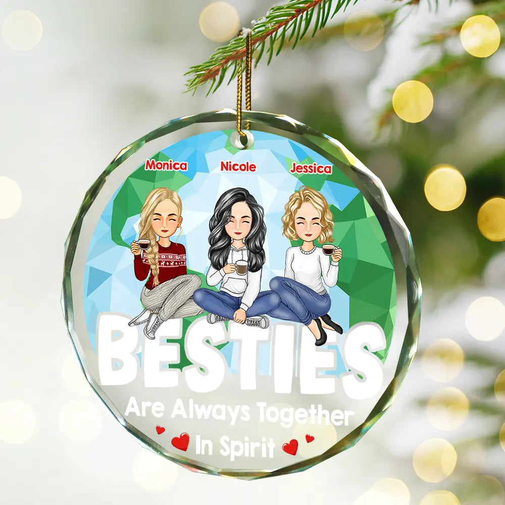 Christmas Together In Spirit - Personalized Circle Glass Ornament