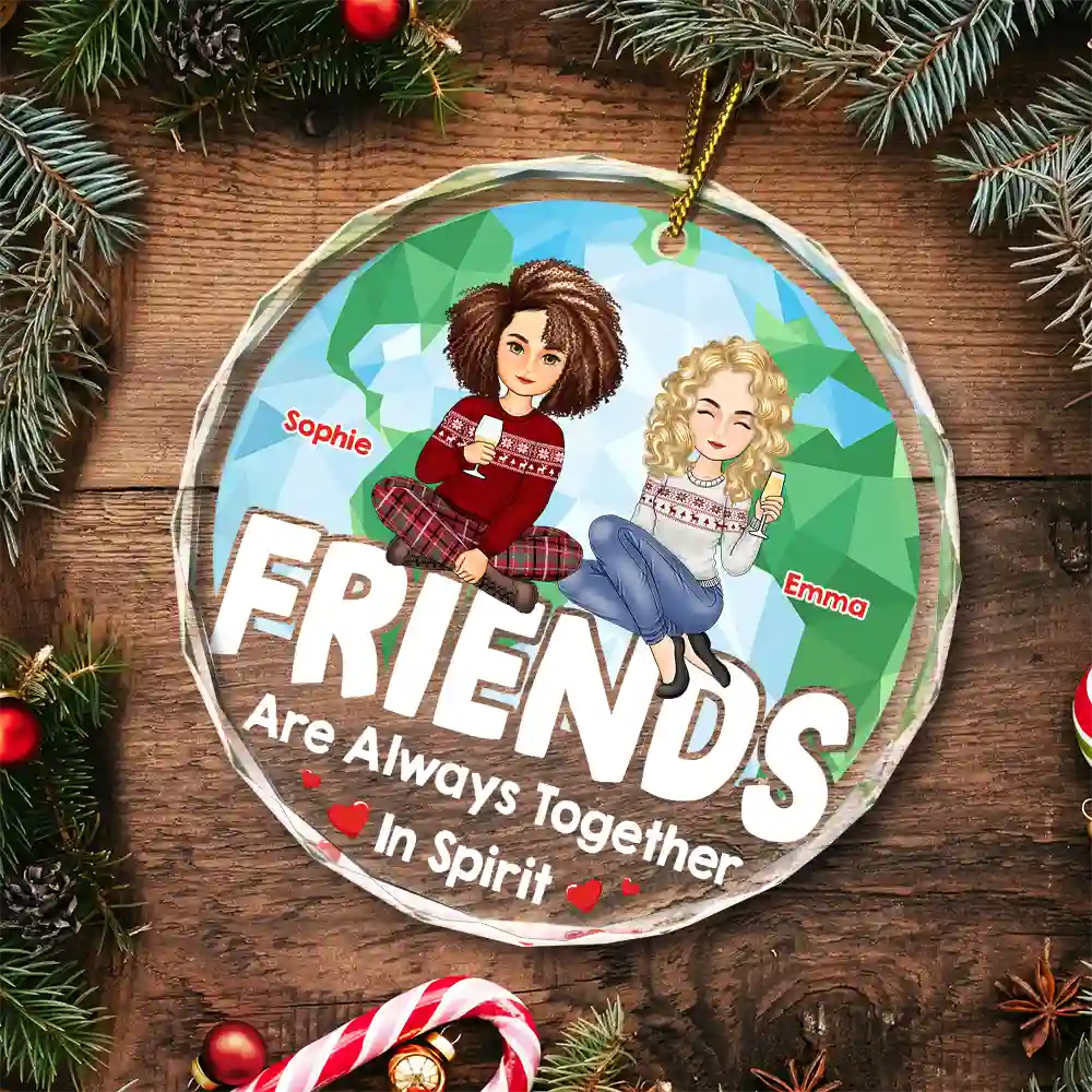 Noël ensemble dans l'esprit - Ornement en verre rond personnalisé 