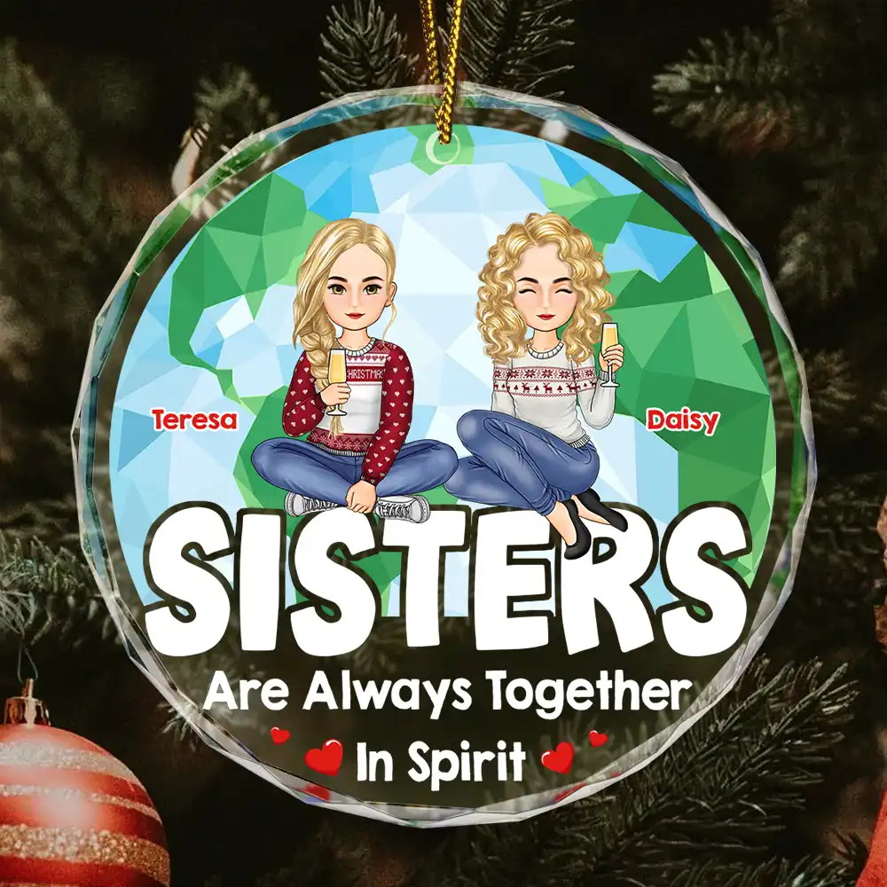 Christmas Together In Spirit - Personalized Circle Glass Ornament