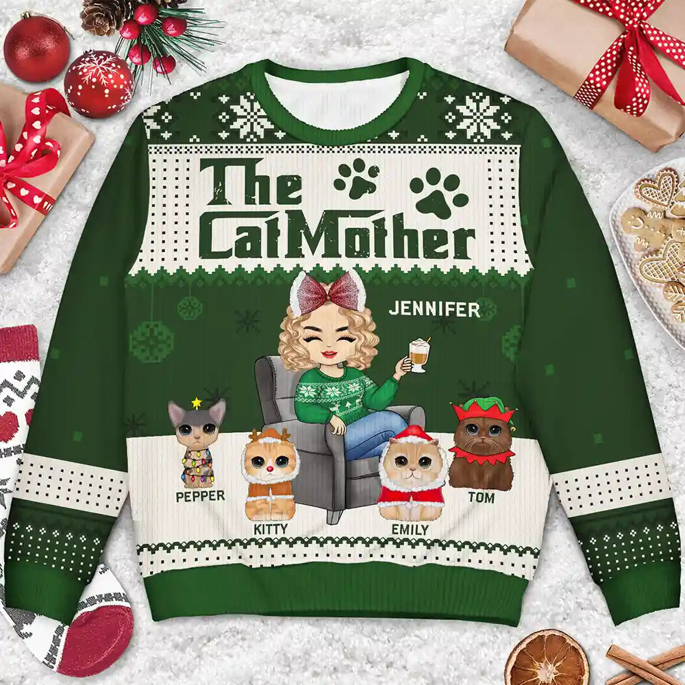 Christmas The Catmother Cat Lovers - Personalized Unisex Ugly Sweater