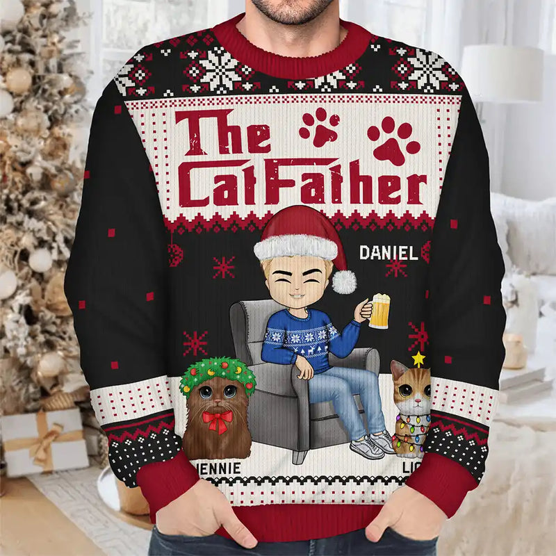 Christmas The Catmother Cat Lovers - Personalized Unisex Ugly Sweater