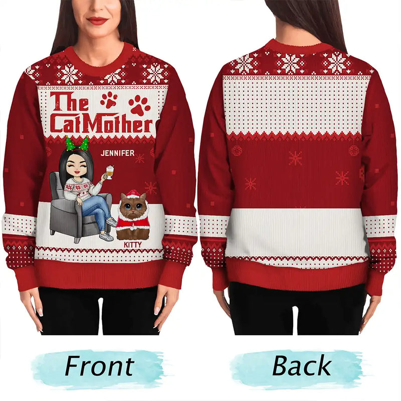 Christmas The Catmother Cat Lovers - Personalized Unisex Ugly Sweater