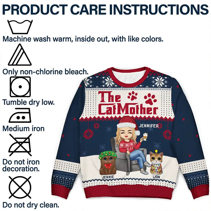 Christmas The Catmother Cat Lovers - Personalized Unisex Ugly Sweater