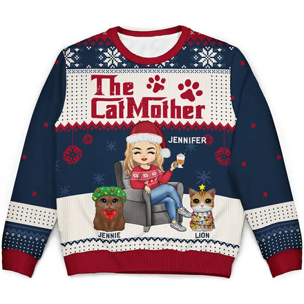 Christmas The Catmother Cat Lovers - Personalized Unisex Ugly Sweater