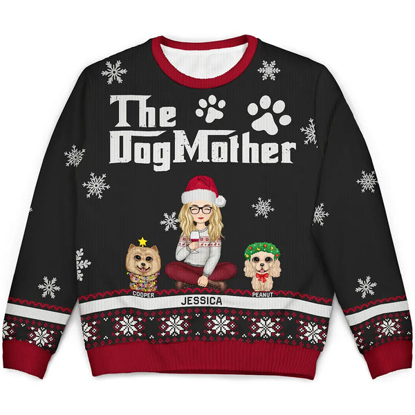 Christmas The Dogmother The Dogfather - Personalized Unisex Ugly Sweater
