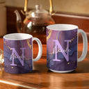 Letter Monogram Marble - Personalized White Edge-to-Edge Mug