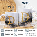 Letter Monogram Marble - Personalized White Edge-to-Edge Mug