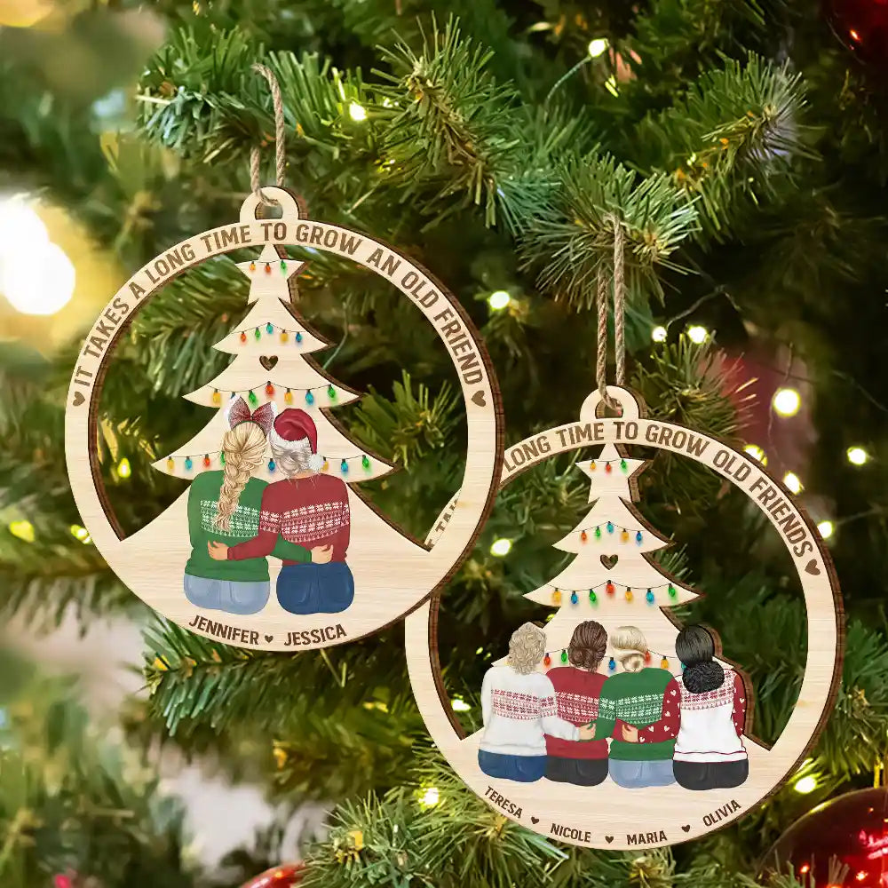 Grandissez vieux amis - Ornement en bois découpé personnalisé 