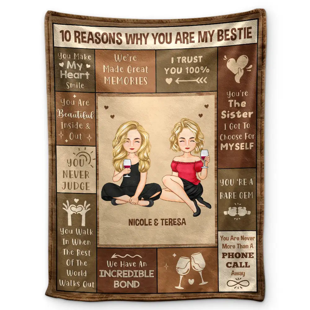 Reasons Why You Are My Bestie - Personalized Fleece Blanket, Sherpa Blanket