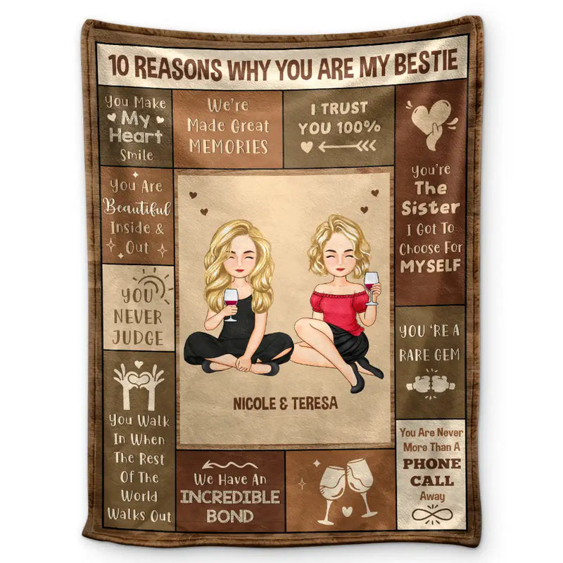 Reasons Why You Are My Bestie - Personalized Fleece Blanket, Sherpa Blanket