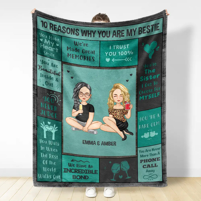 Reasons Why You Are My Bestie - Personalized Fleece Blanket, Sherpa Blanket