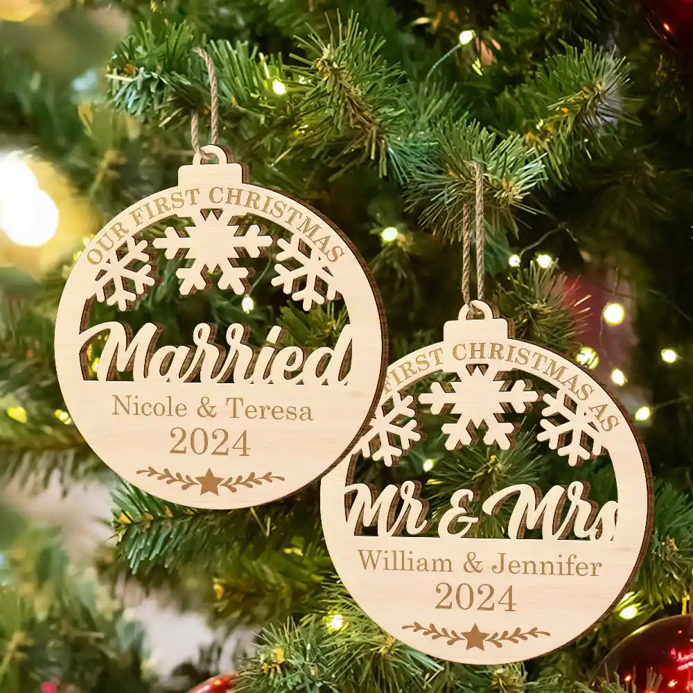 Our First Christmas - Personalized Wooden Cutout Ornament