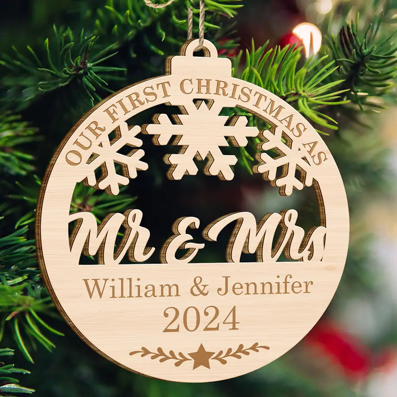 Our First Christmas - Personalized Wooden Cutout Ornament