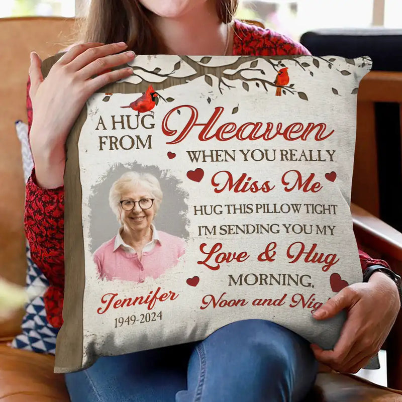 Custom Photo Memorial A Hug From Heaven - Personalized Pillow