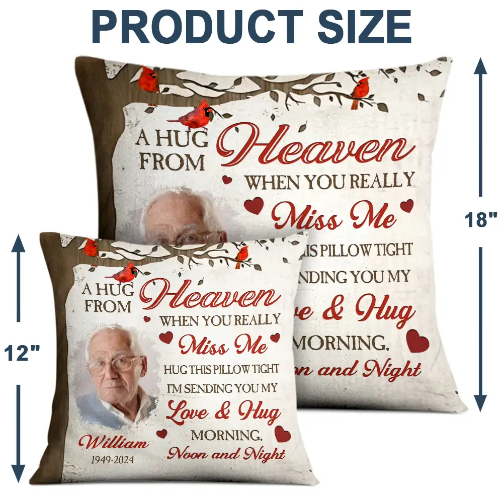 Custom Photo Memorial A Hug From Heaven - Personalized Pillow