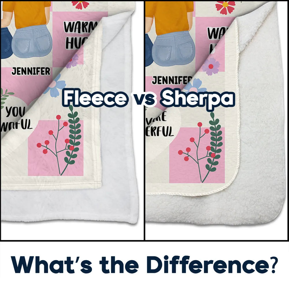 Gift For Sisters,Gift For Bestie,Love - Sending You Big Hugs - Personalized Fleece Blanket, Sherpa Blanket