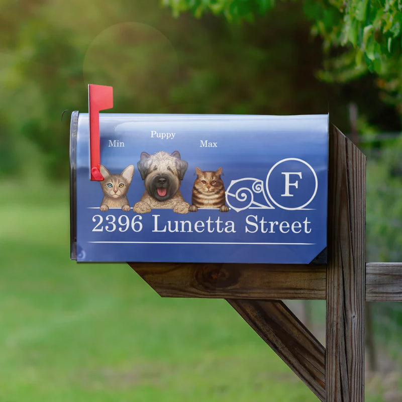 Pet Lovers, Dog Lovers, Cat Lovers - Family Name House Address Dogs Cats - Personalized Mailbox Cover