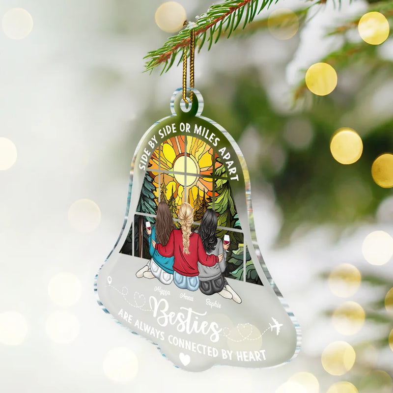 Gift For Sisters, Bestie - Sisters Are Always Connected - Personalized Custom Shaped Acrylic Ornament
