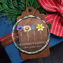 Christmas,Gift For Grandma,Gift For Grandparents,Happy - Grandma's Garden Love Grows Here - Personalized Circle Glass Ornament