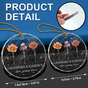Christmas,Gift For Grandma,Gift For Grandparents,Happy - Grandma's Garden Love Grows Here - Personalized Circle Glass Ornament