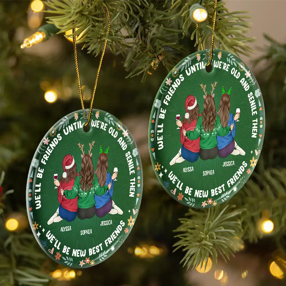 Gift For Bestie - Our Laughs Are Limitless Our Memories Are Countless - Personalized Circle Ceramic Ornament