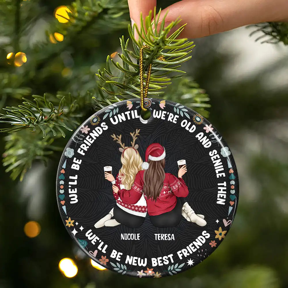Gift For Bestie - Our Laughs Are Limitless Our Memories Are Countless - Personalized Circle Ceramic Ornament