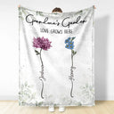 Gift For Grandma, Gift For Mother - Birth Flower Garden Love Grows Here - Personalized Fleece Blanket, Sherpa Blanket
