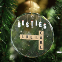 Gift For Bestie, Family, Gift For Brothers, Gift For Sisters, Gift For Sibling - Friends Besties Sisters Brothers Family Crossword Scrabble - Personalized Circle Glass Ornament