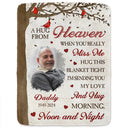 Memorial - Custom Photo Memorial A Hug From Heaven - Personalized Fleece Blanket, Sherpa Blanket