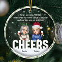 Gift For Bestie - Christmas Old Bestie Here's To Being Friends - Personalized Circle Glass Ornament