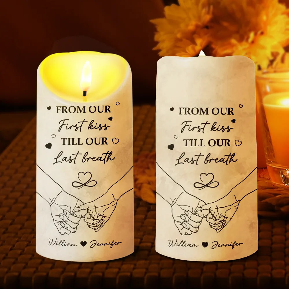 Gift For Couples - Couple I Met You I Liked You I Love You - Personalized Flameless LED Candle