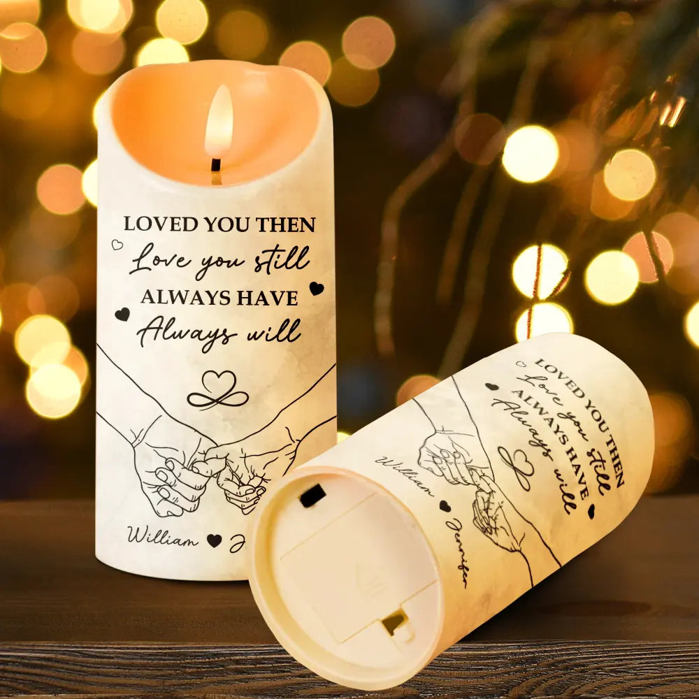 Gift For Couples - Couple I Met You I Liked You I Love You - Personalized Flameless LED Candle