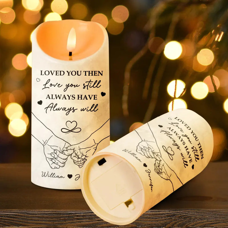 Gift For Couples - Couple I Met You I Liked You I Love You - Personalized Flameless LED Candle