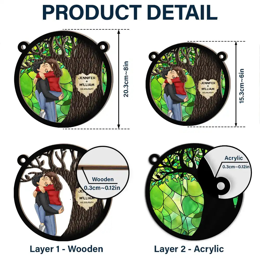 Gift For Couples,Gift For Husband,Gift For Wife,Gift For Boyfriend,Gift For Girlfriend,Love - Mr & Mrs By The Tree - Personalized Window Hanging Suncatcher Ornament