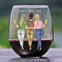 Gift For Bestie, Gift For Sisters - Besties Soul Sisters Here's To Another Year Of Bonding Over Alcohol - Personalized Stemless Wine Glass