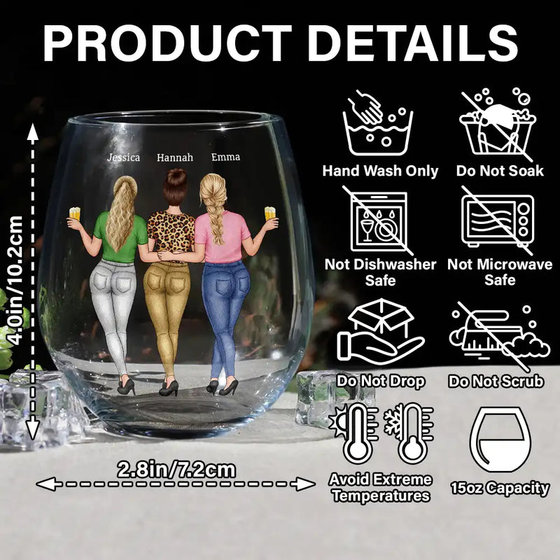 Gift For Bestie, Gift For Sisters - Besties Soul Sisters Here's To Another Year Of Bonding Over Alcohol - Personalized Stemless Wine Glass