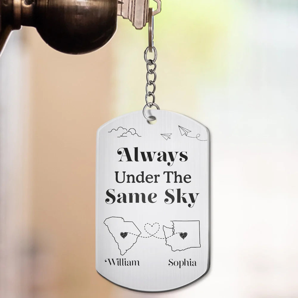 Gift For Couples, Long Distance, Gift For Boyfriend, Gift For Girlfriend - Custom Photo Miles Has Nothing On Us - Personalized Aluminum Keychain