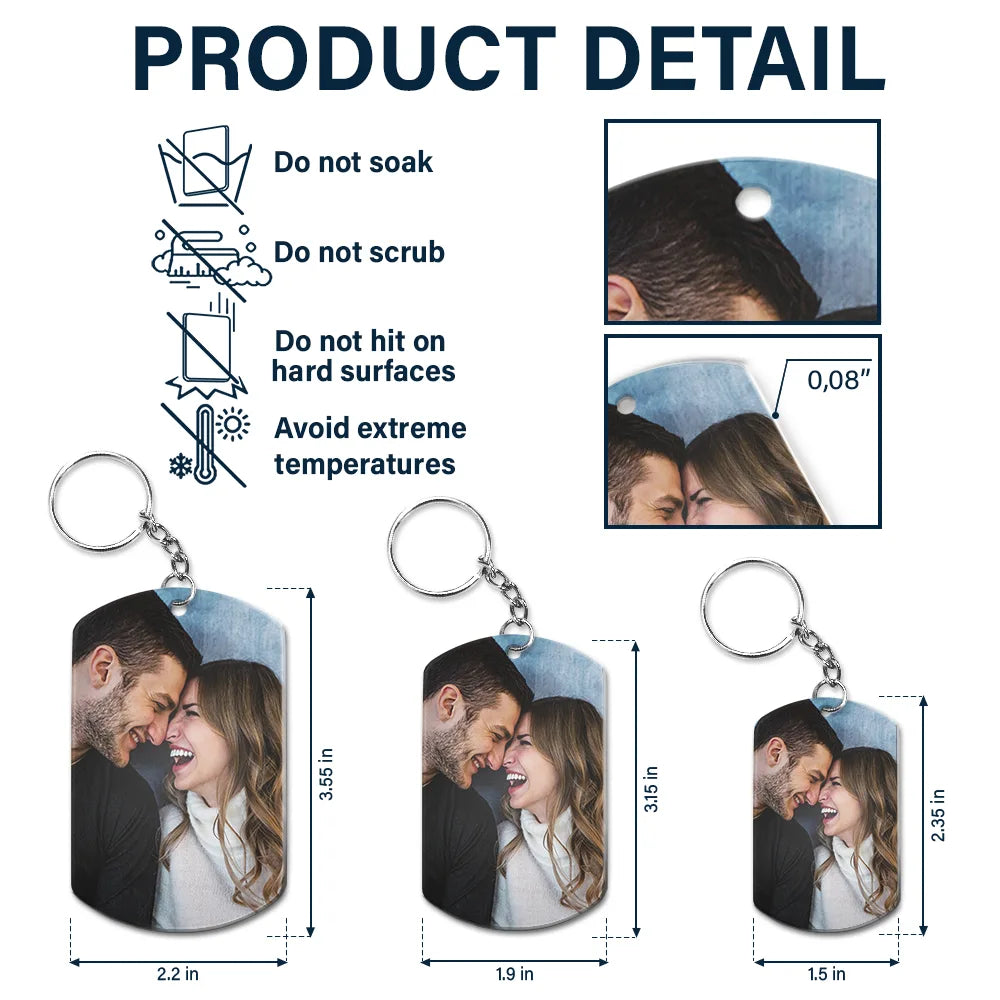 Gift For Couples, Long Distance, Gift For Boyfriend, Gift For Girlfriend - Custom Photo Miles Has Nothing On Us - Personalized Aluminum Keychain