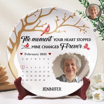 Calendrier photo personnalisé « Le moment où votre cœur s'est arrêté » - Assiette en céramique personnalisée